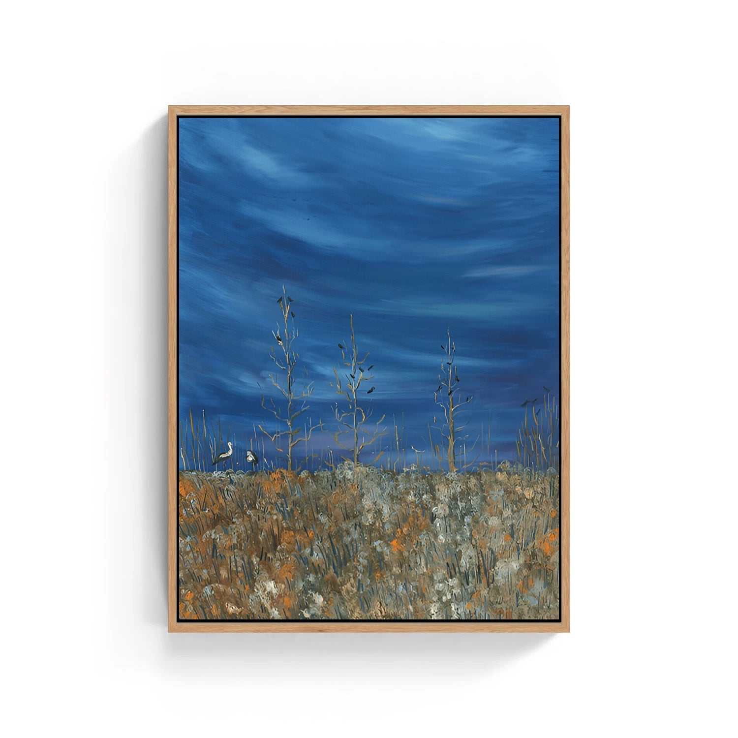 Blue Meadow Silence – Abstract Canvas Painting