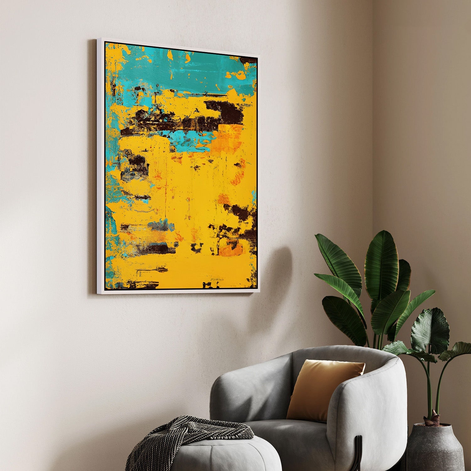 Industrial Echo, Abstract Canvas Painting