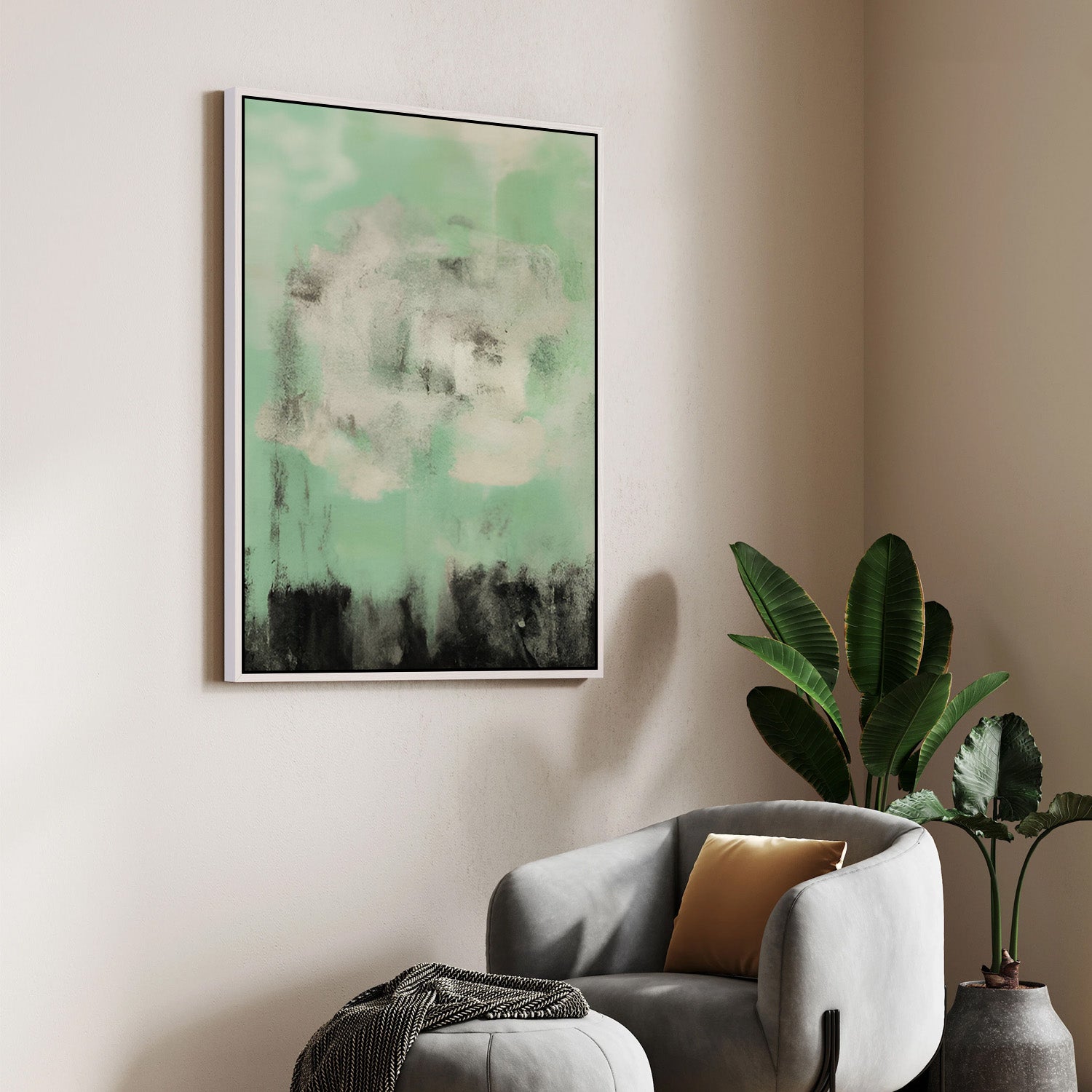 Mint Whisper, Abstract Canvas Painting