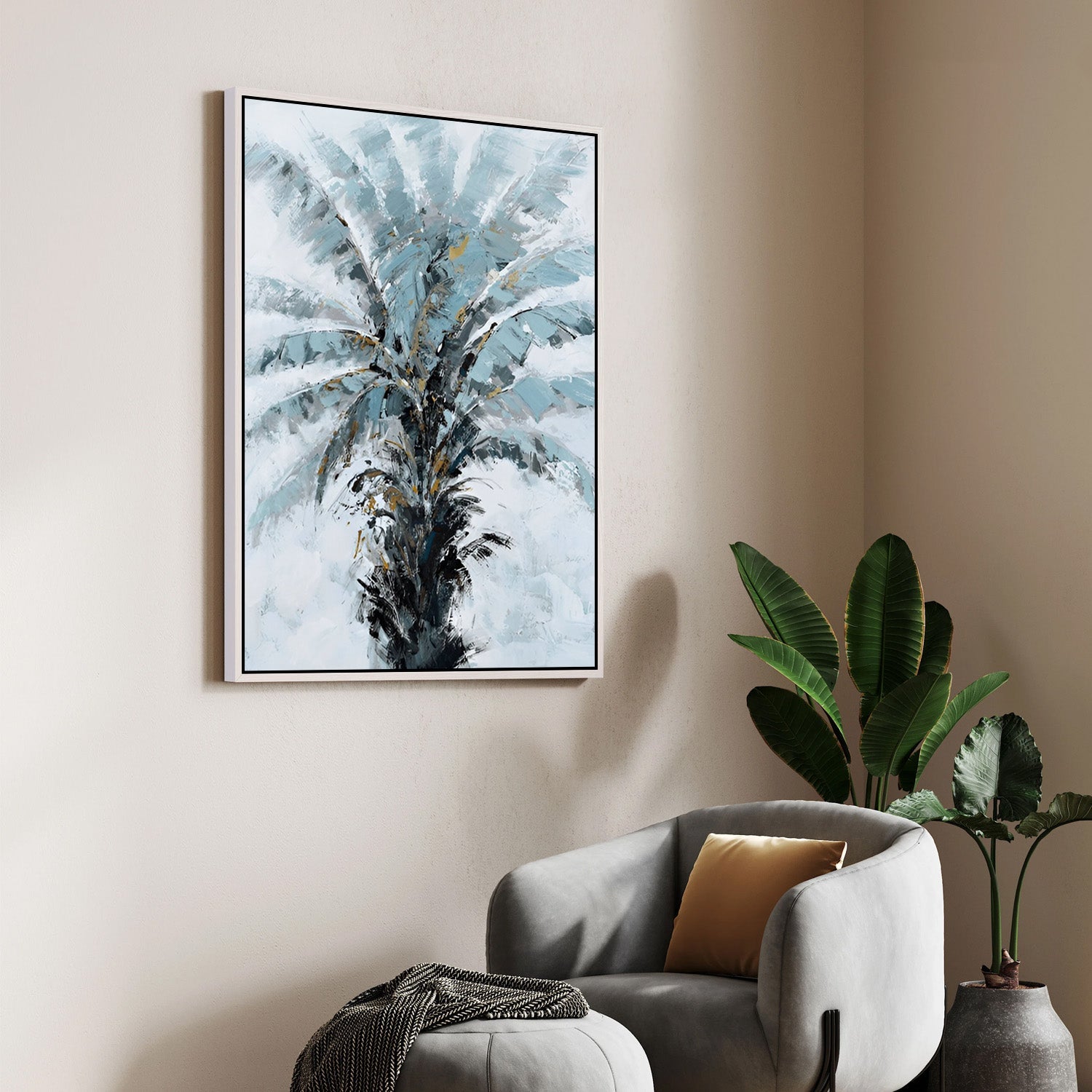 Palm Serenity, Abstract Canvas Painting