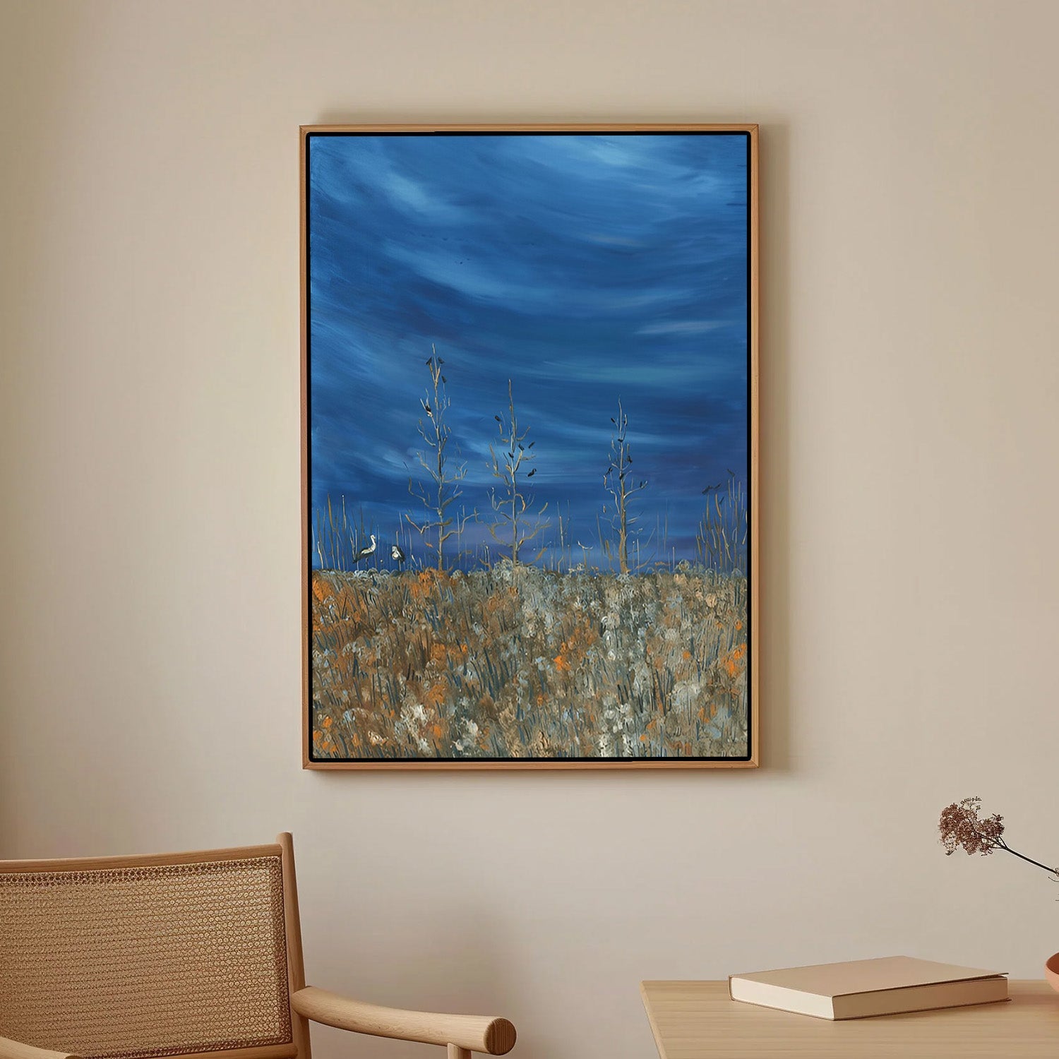 Blue Meadow Silence – Abstract Canvas Painting