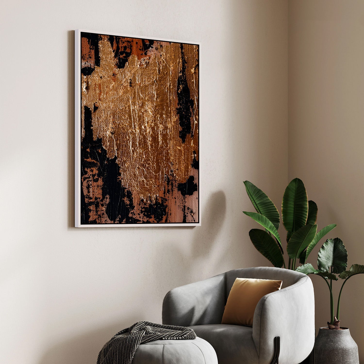 Molten Gold Noir – Abstract Canvas Painting