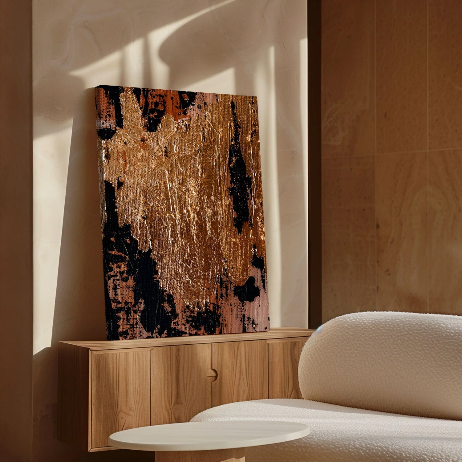 Molten Gold Noir – Abstract Canvas Painting