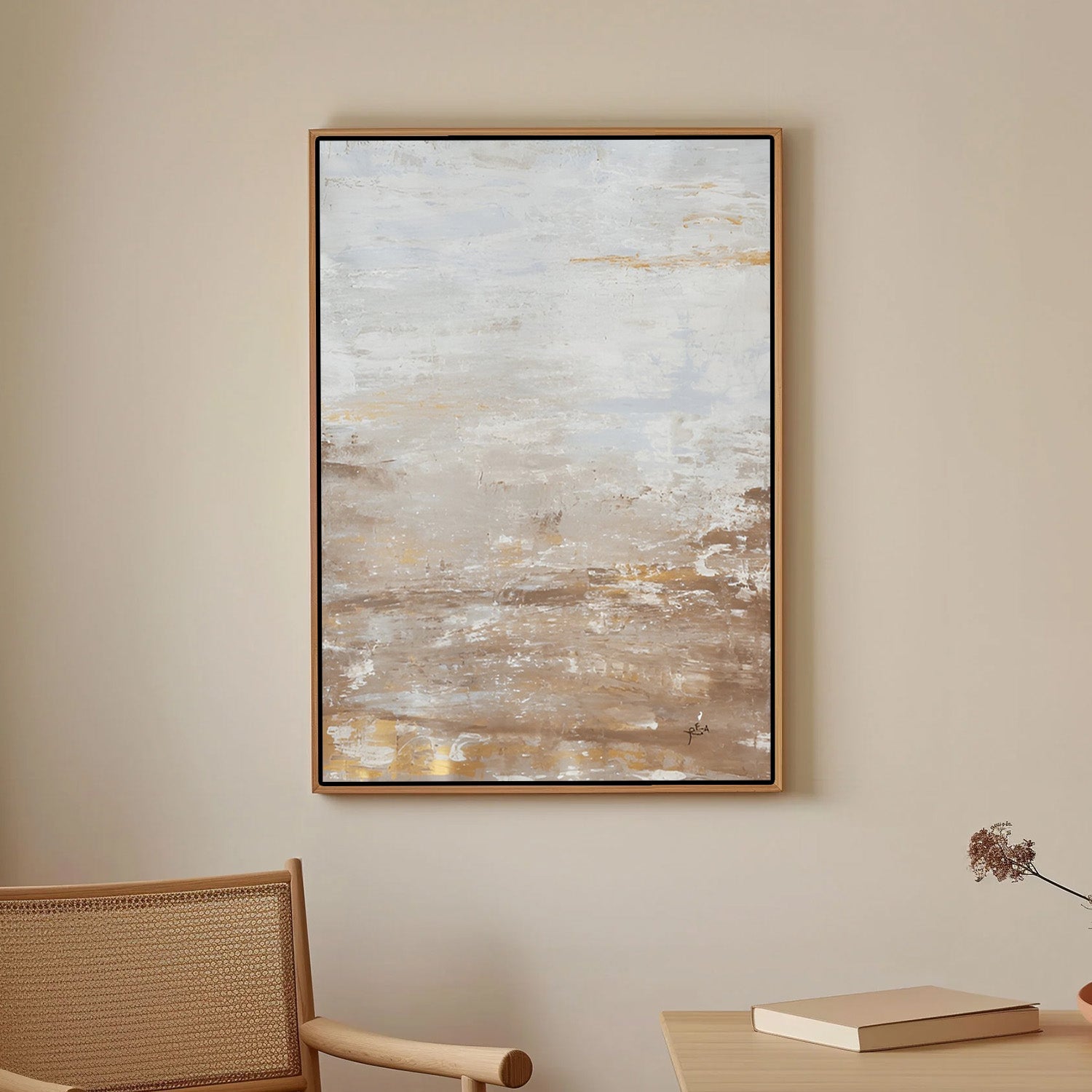 Whispering Horizon – Minimal Earth-Tone Abstract Canvas