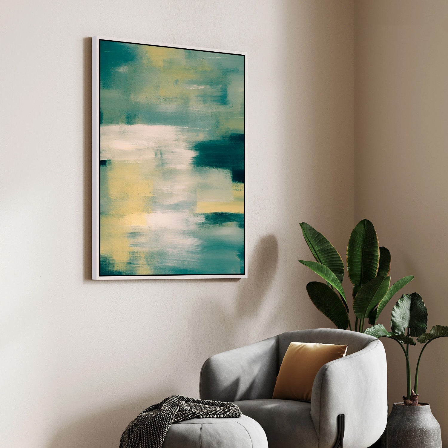 Calm Horizon – Serene Teal Abstract Canvas