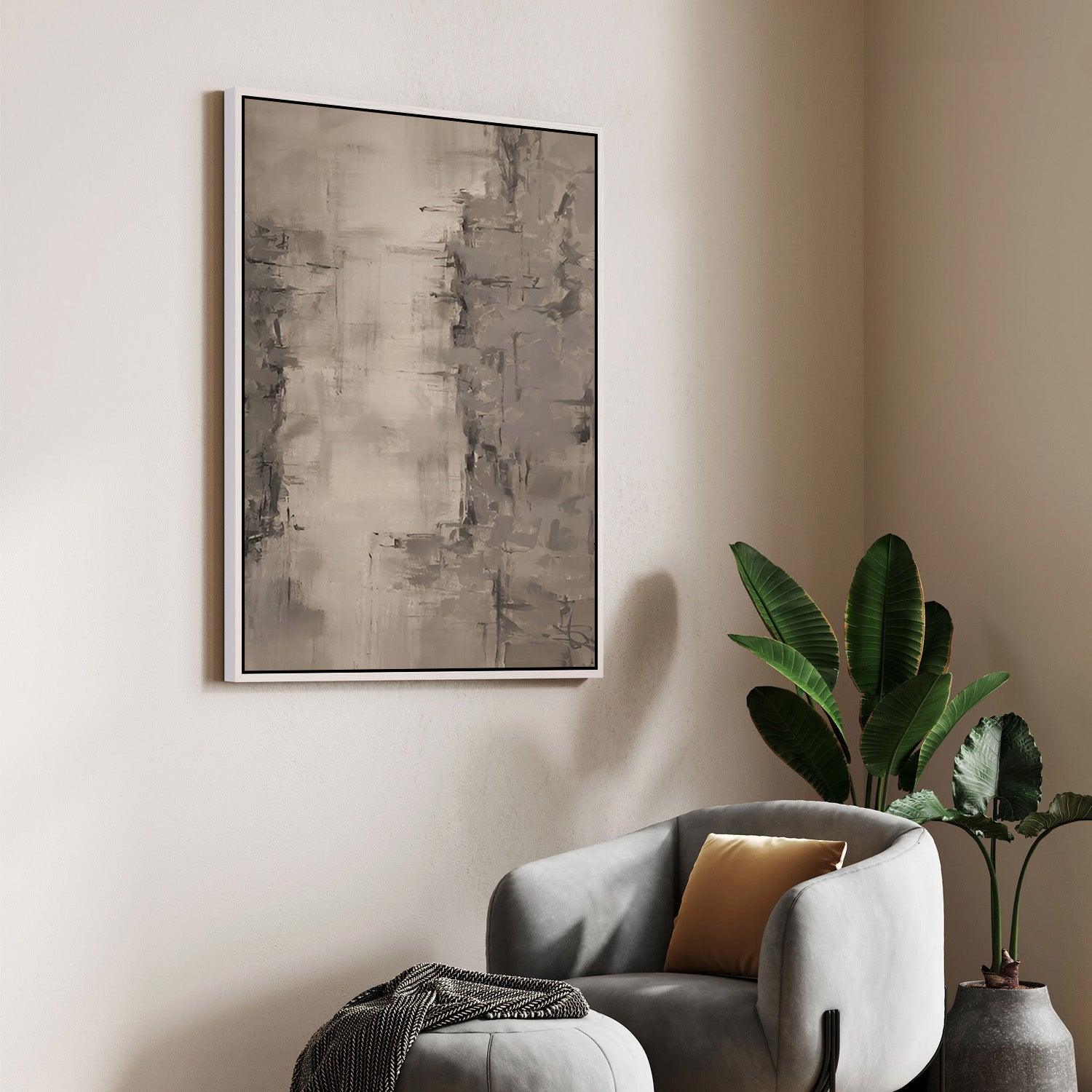 Whispered Stone – Neutral Minimal Abstract Canvas