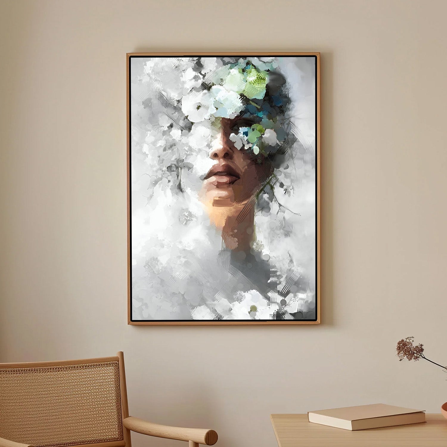 Blooming Silence – Abstract Floral Portrait Canvas