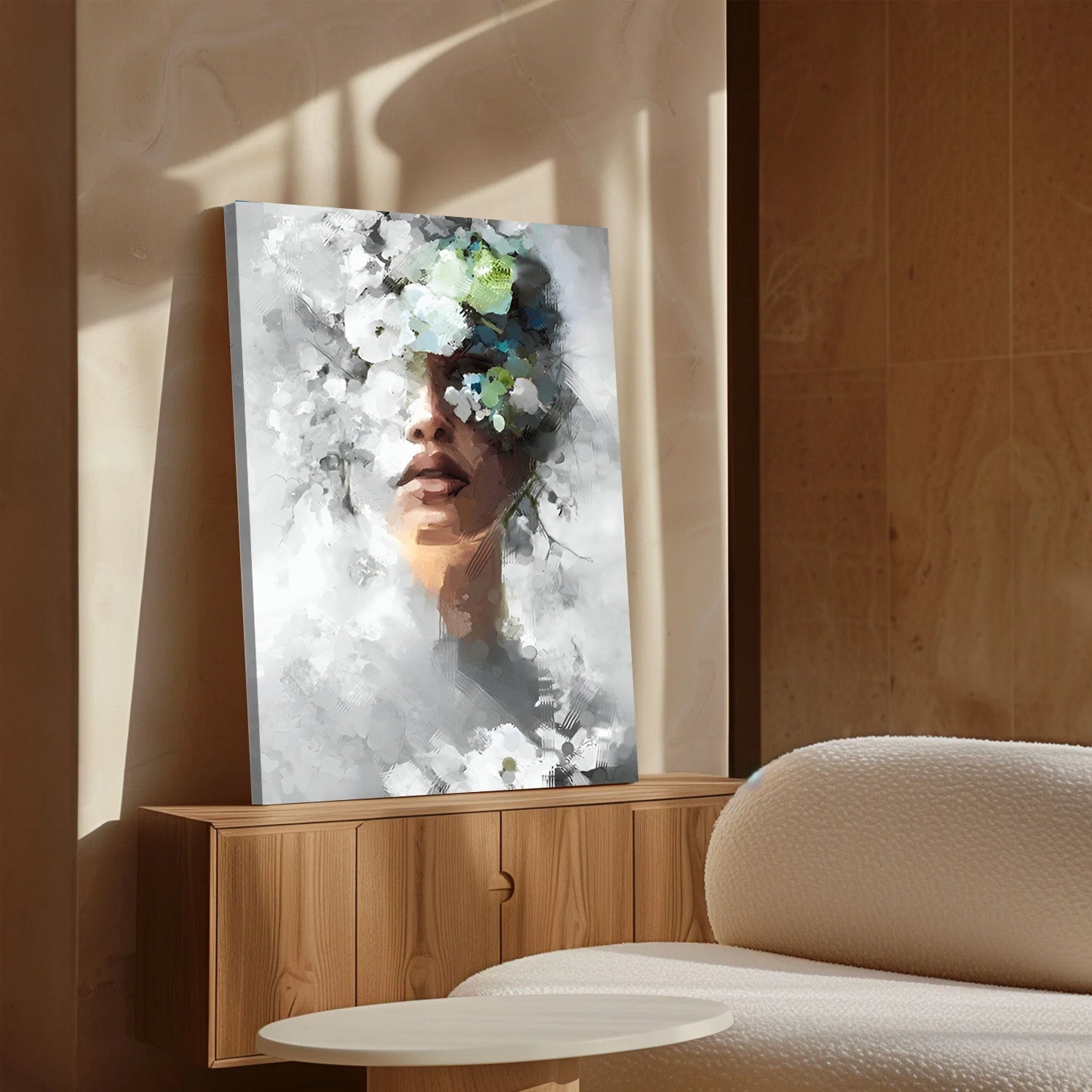 Blooming Silence – Abstract Floral Portrait Canvas
