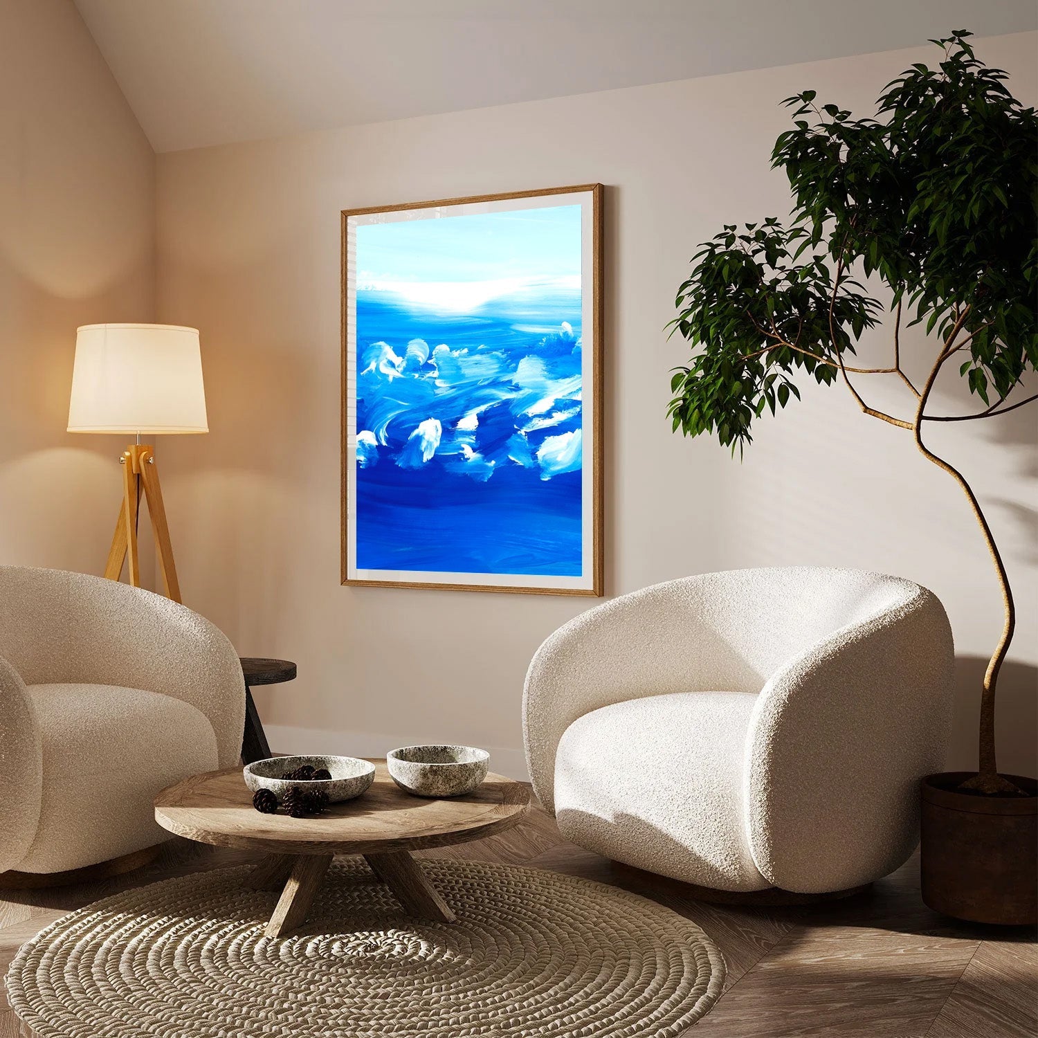 Blue Surge, Abstract Ocean Canvas Painting