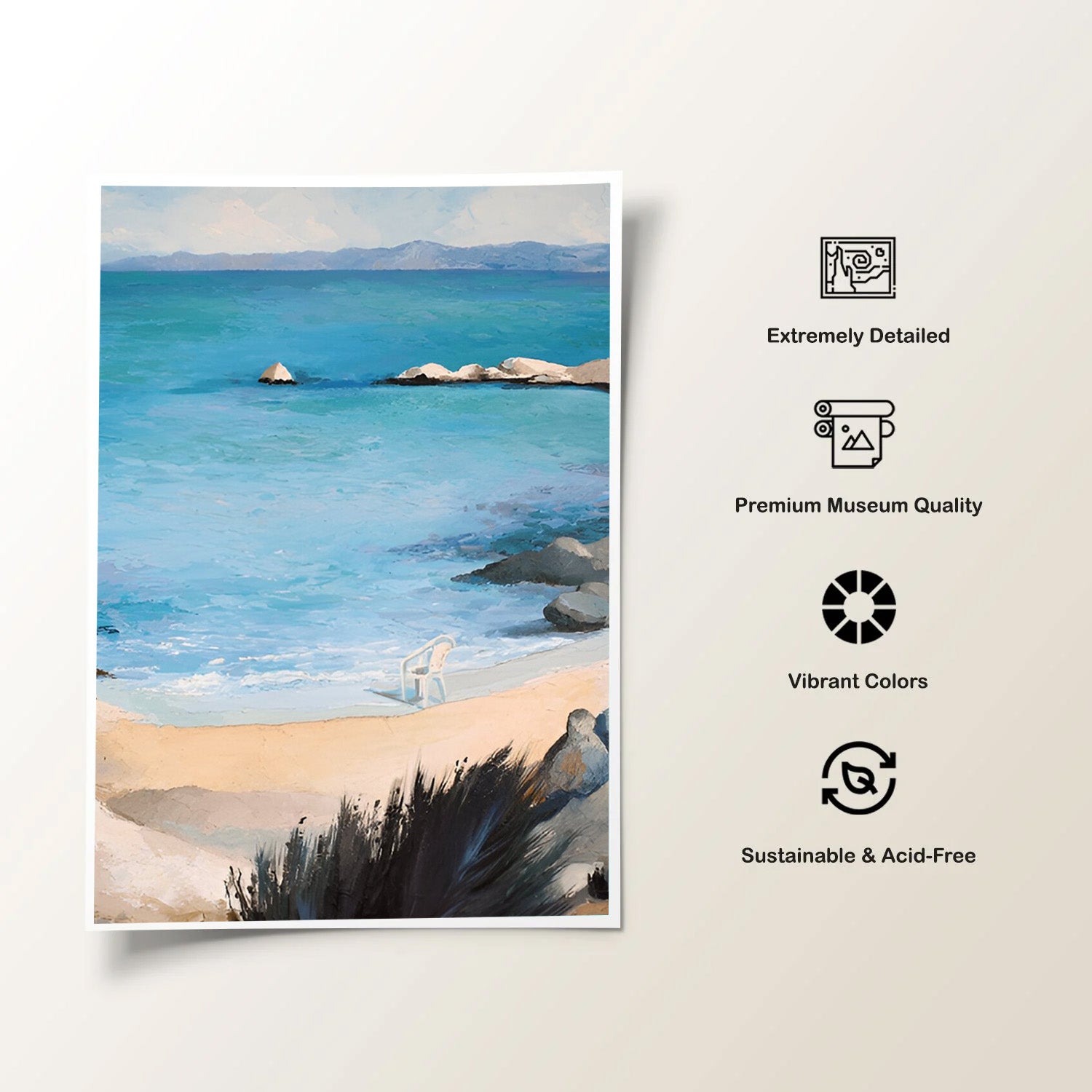 Silent Cove, Serene Beach Canvas Painting