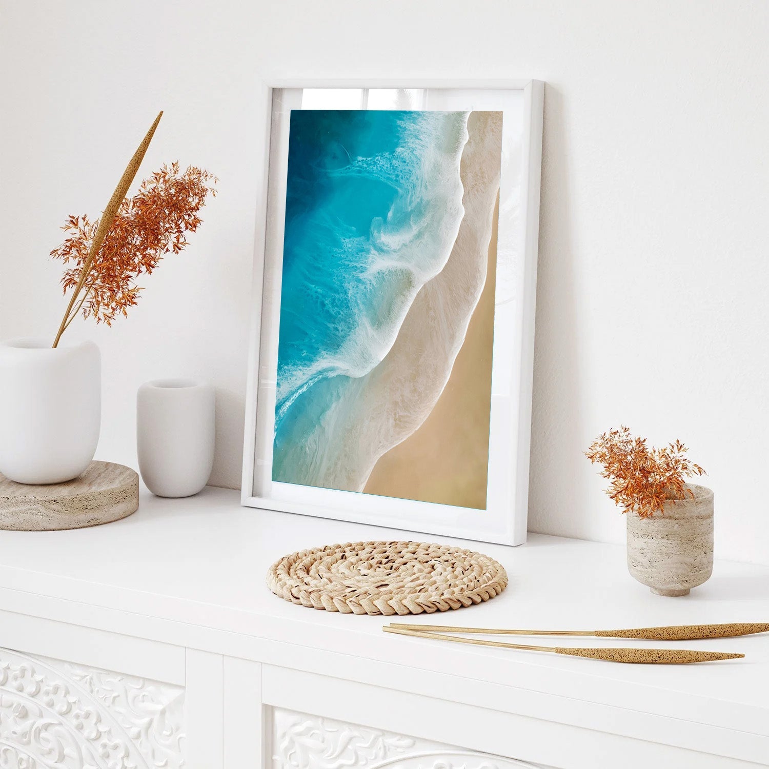 Shoreline Flow, Aerial Beach Canvas Painting