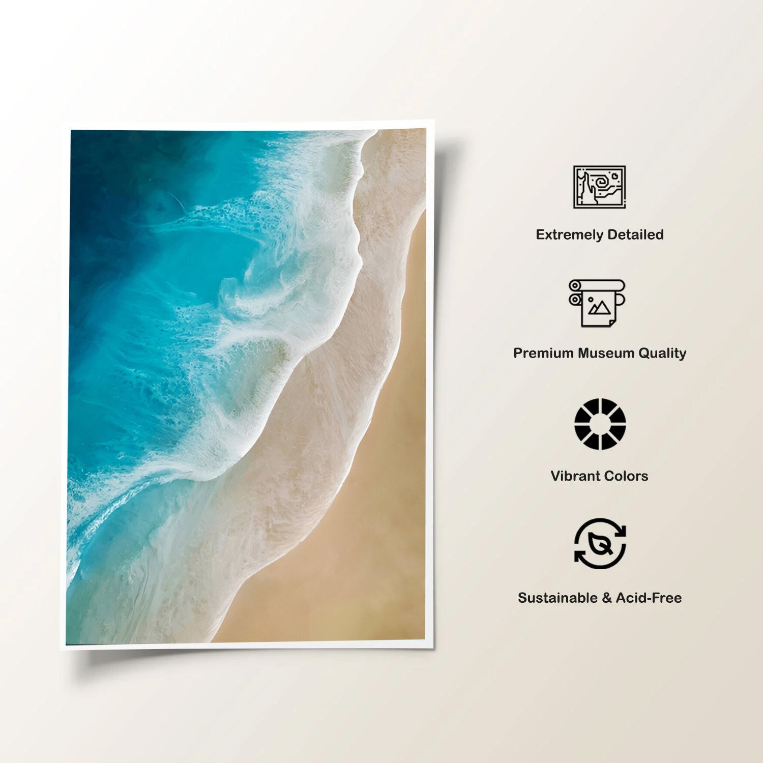 Shoreline Flow, Aerial Beach Canvas Painting