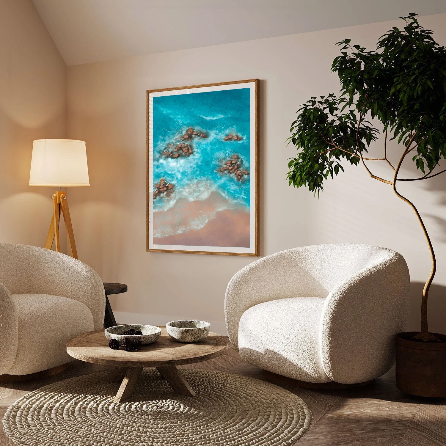 Coastal Tranquility, Beach Canvas Painting