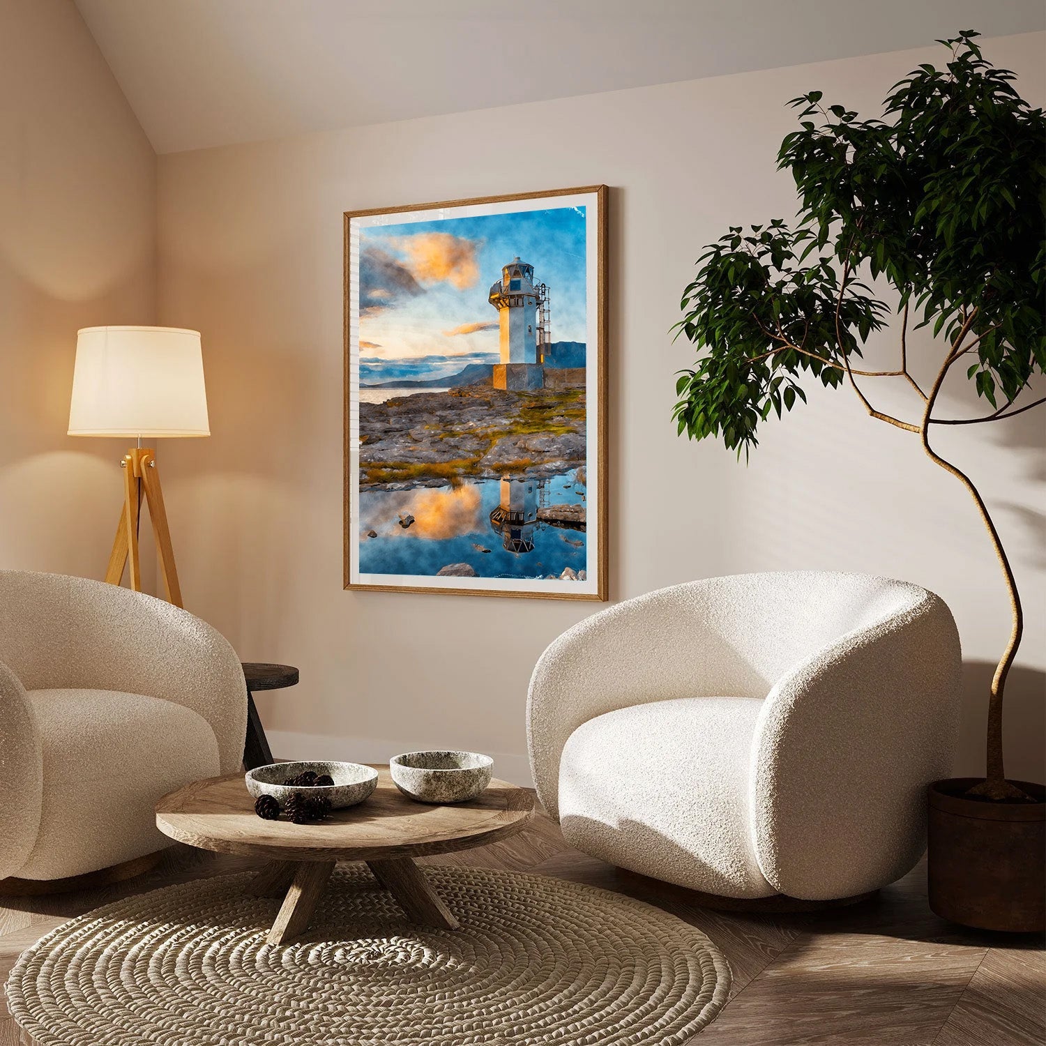 Guiding Light, Lighthouse Coastal Canvas Painting