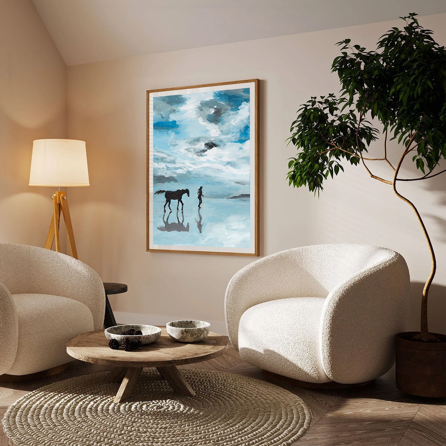Quiet Companions, Dreamlike Coastal Canvas Painting