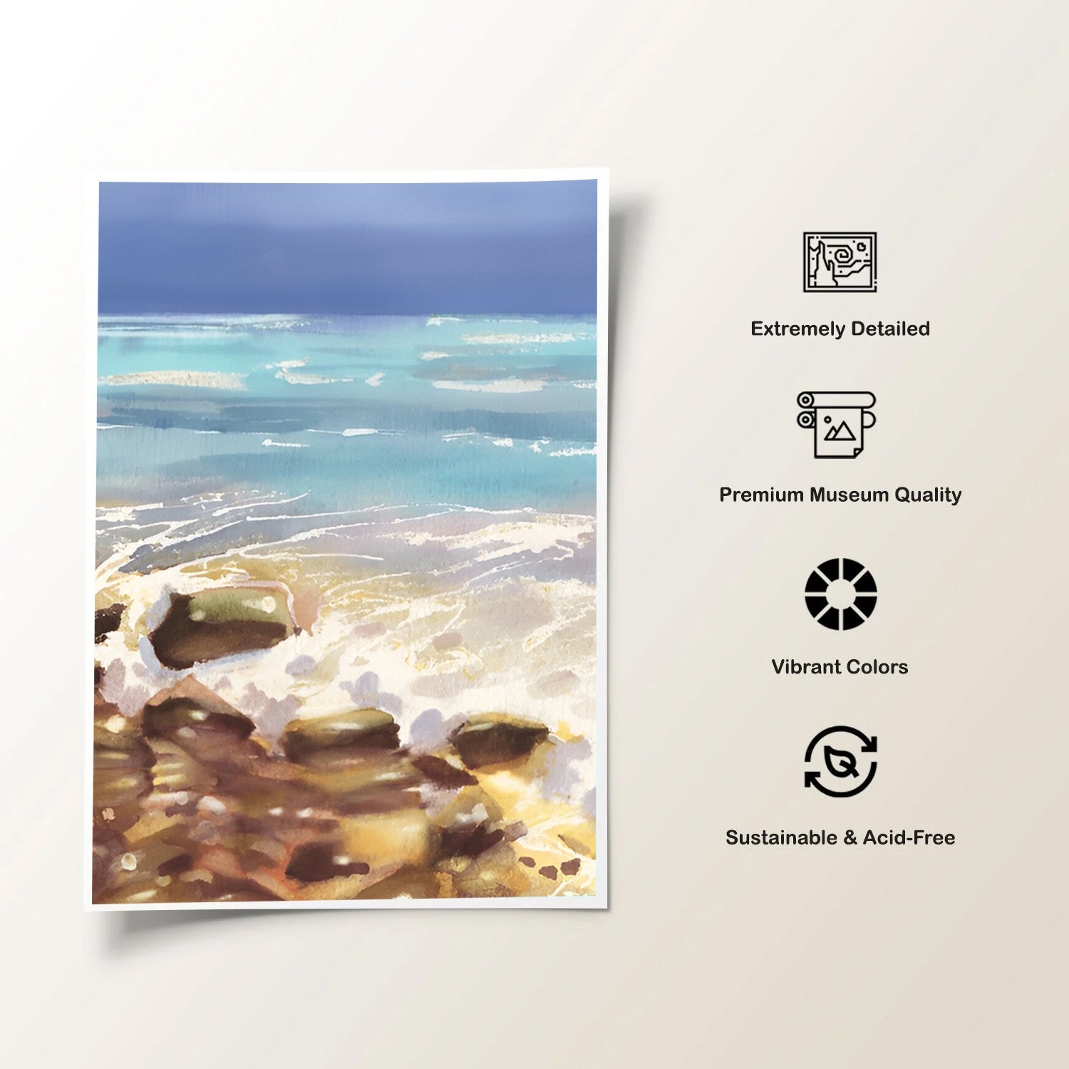 Gentle Breakers, Rocky Shore Serenity Painting
