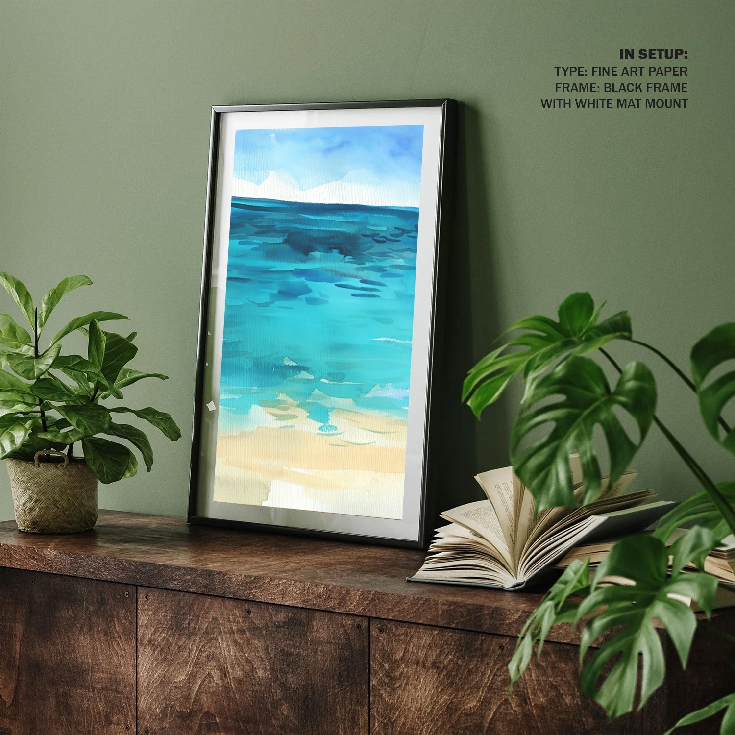 Azure Calm, Minimal Coastal Watercolor Art
