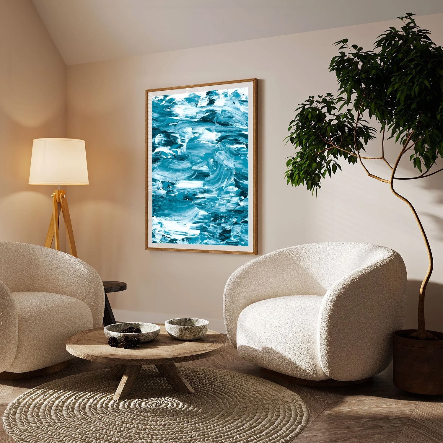 Ocean Motion, Abstract Wave Canvas Painting