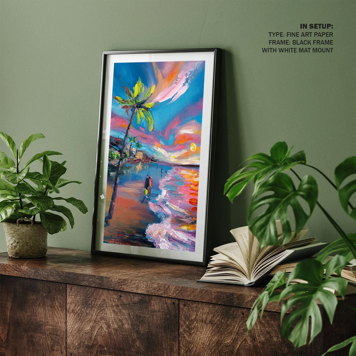 Sunset Serenade, Vibrant Beach Canvas Painting