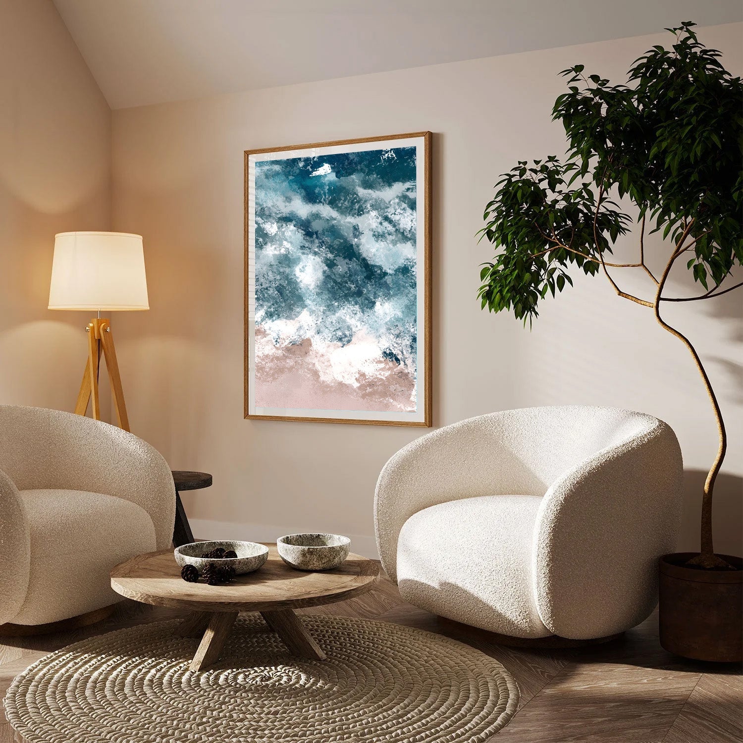 Azure Break, Dynamic Ocean Canvas Painting