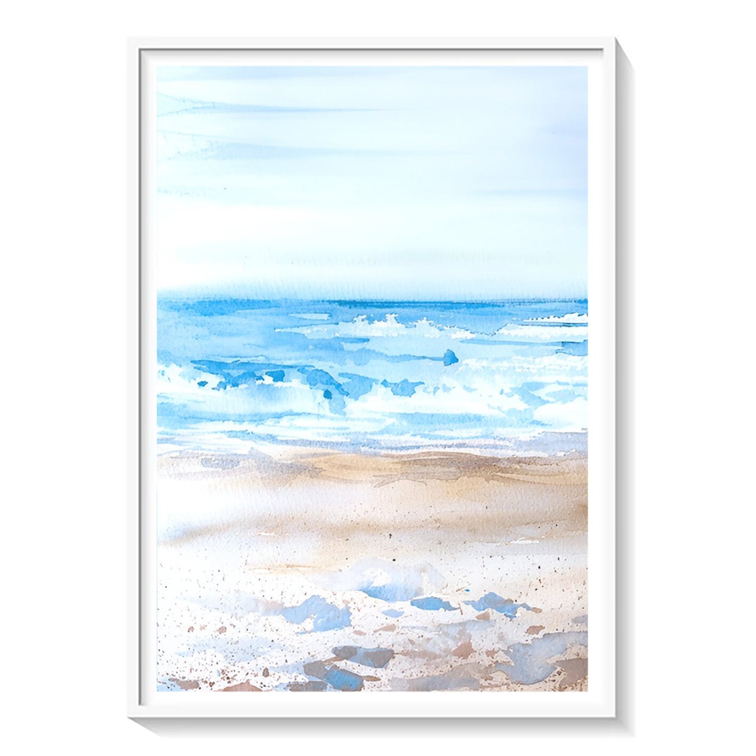 Whispering Shores, Minimal Beach Canvas Painting