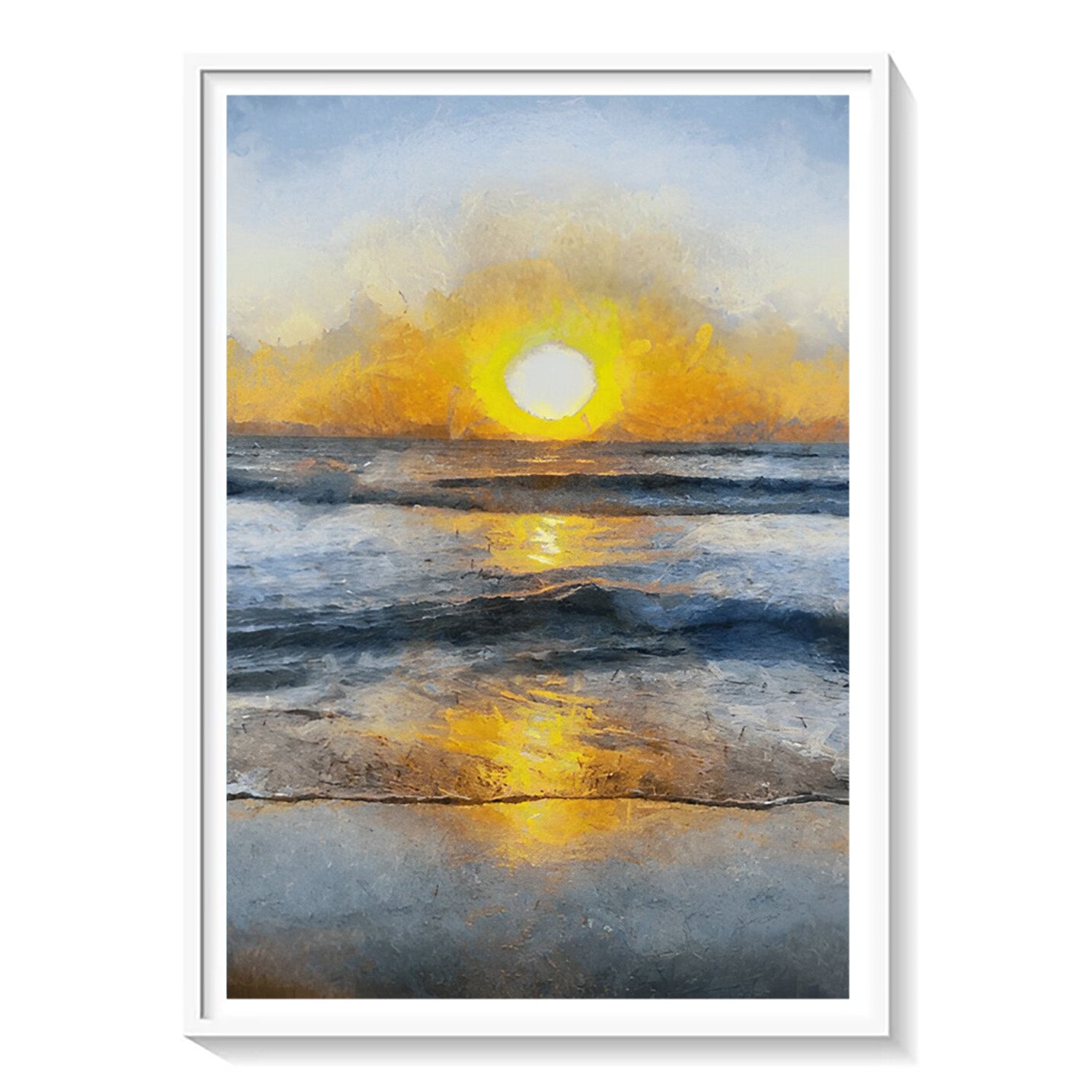 Golden Tide, Ocean Sunrise Canvas Painting