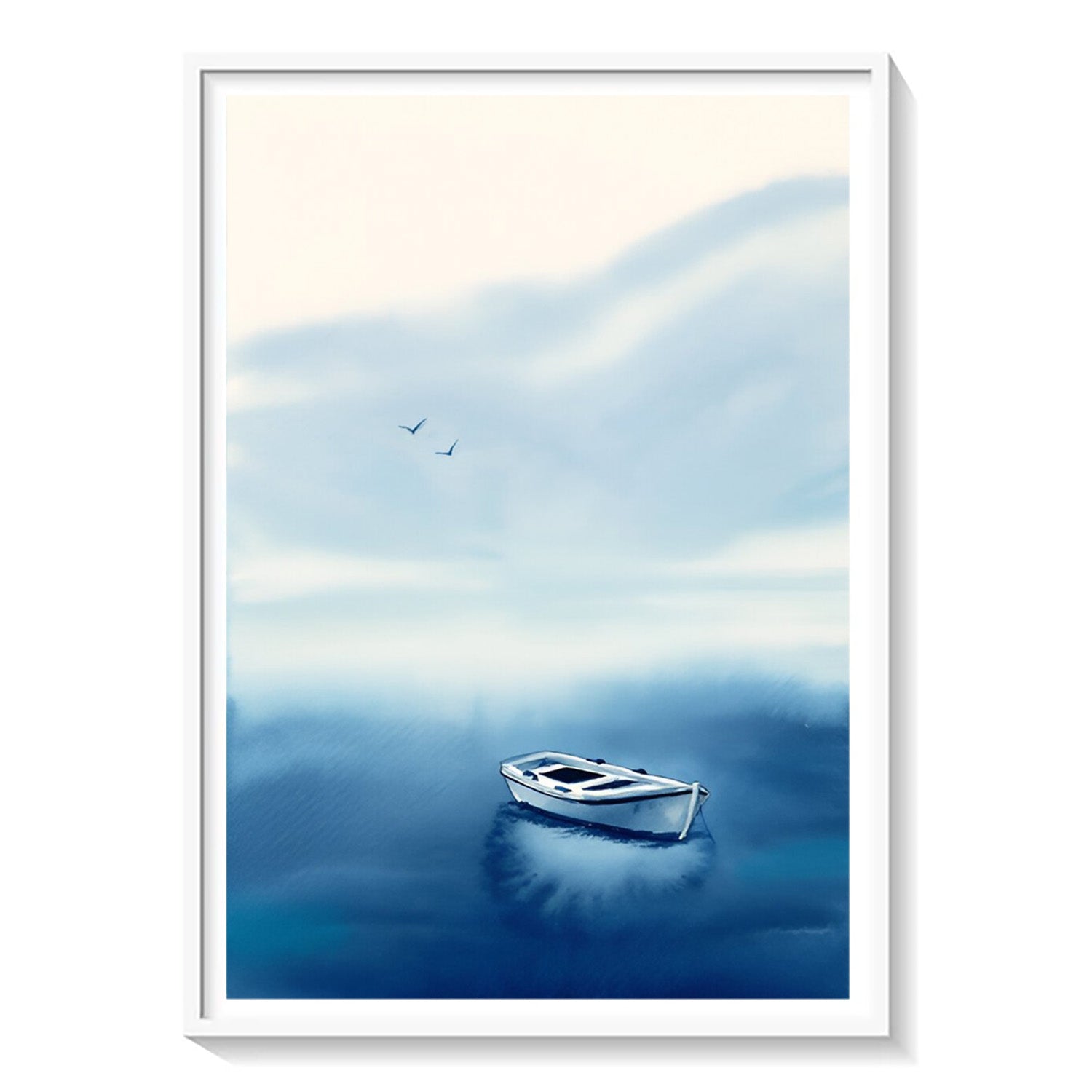 Solitude at Sea, Minimalist Ocean Canvas Painting