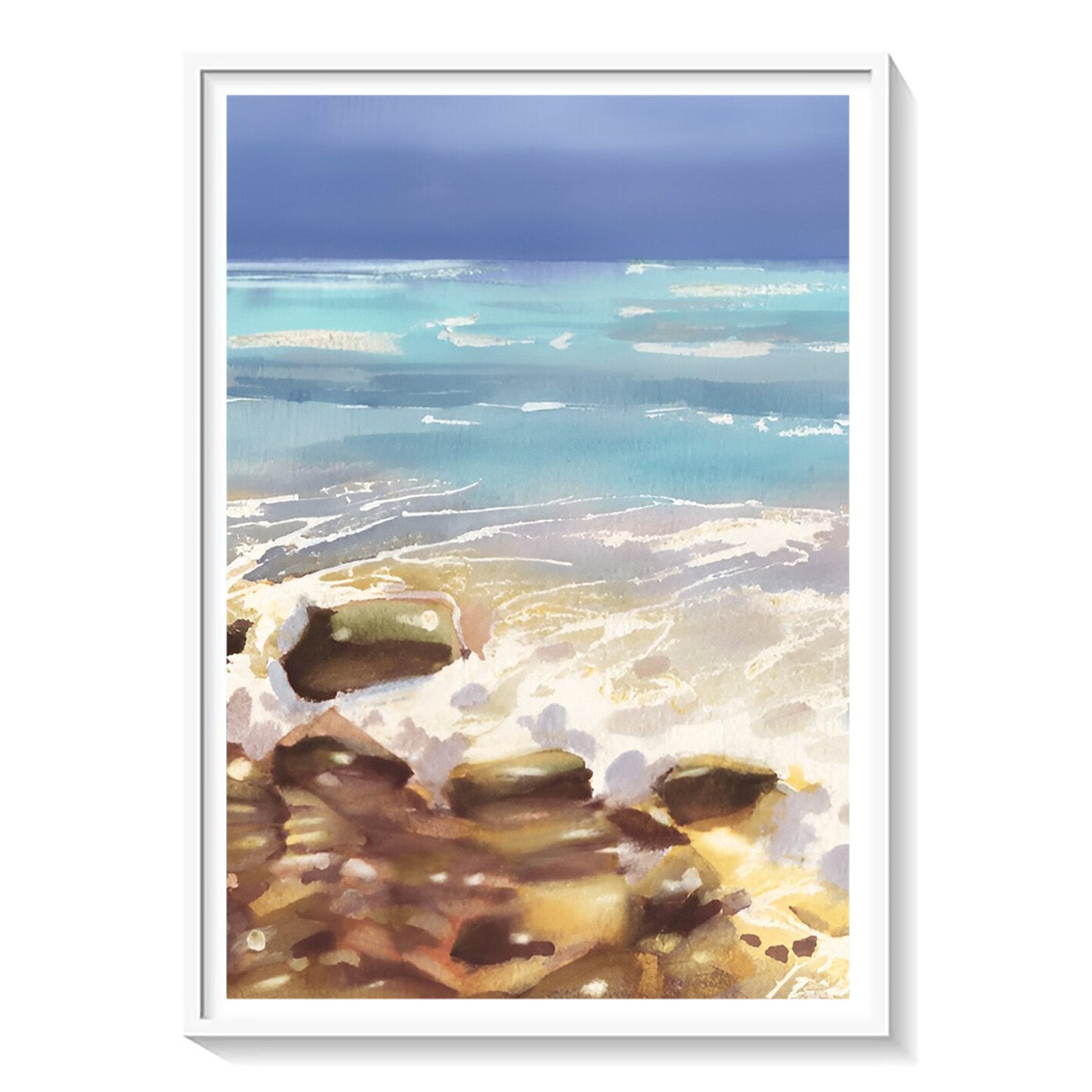 Gentle Breakers, Rocky Shore Serenity Painting