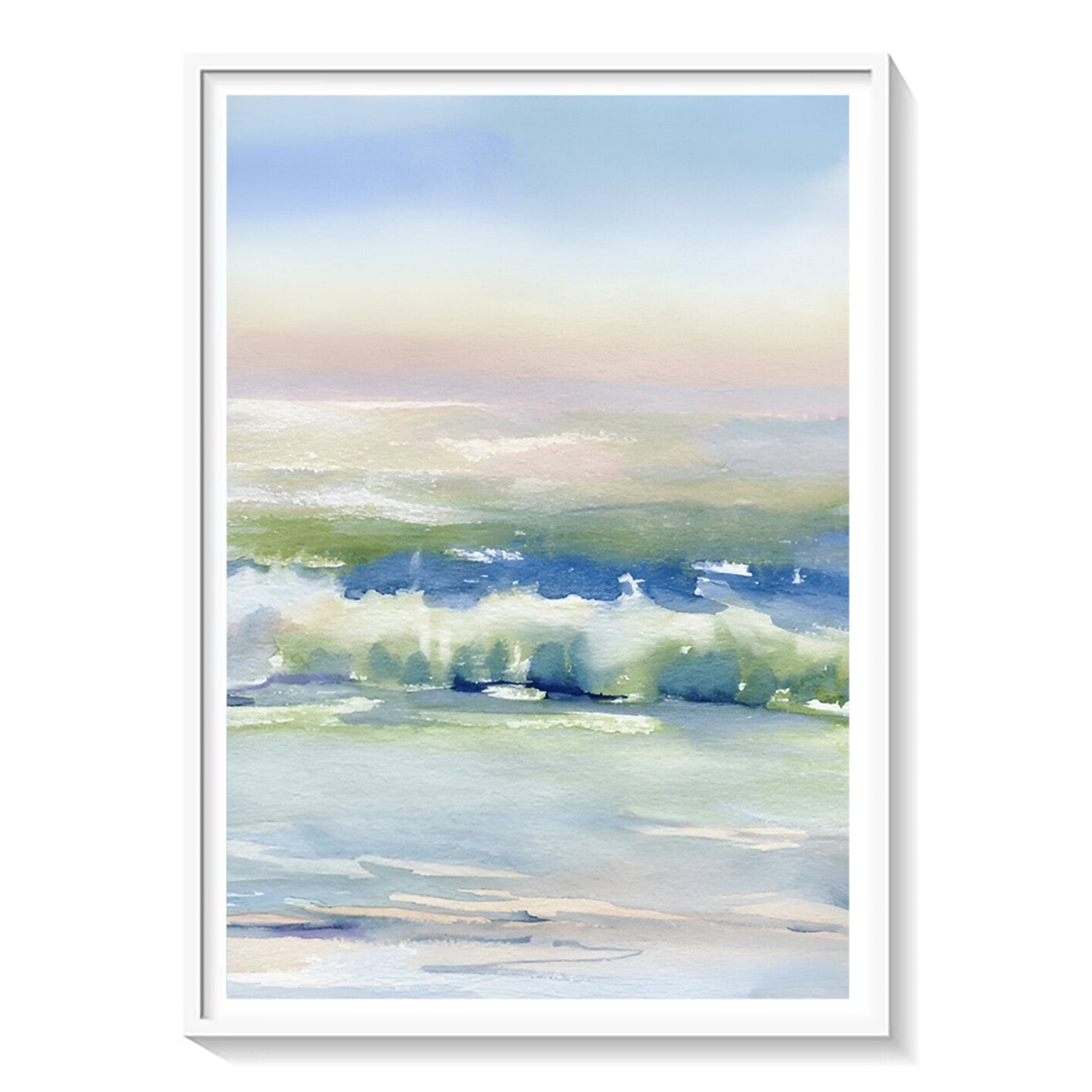 Pastel Horizon, Serene Beach Canvas Painting