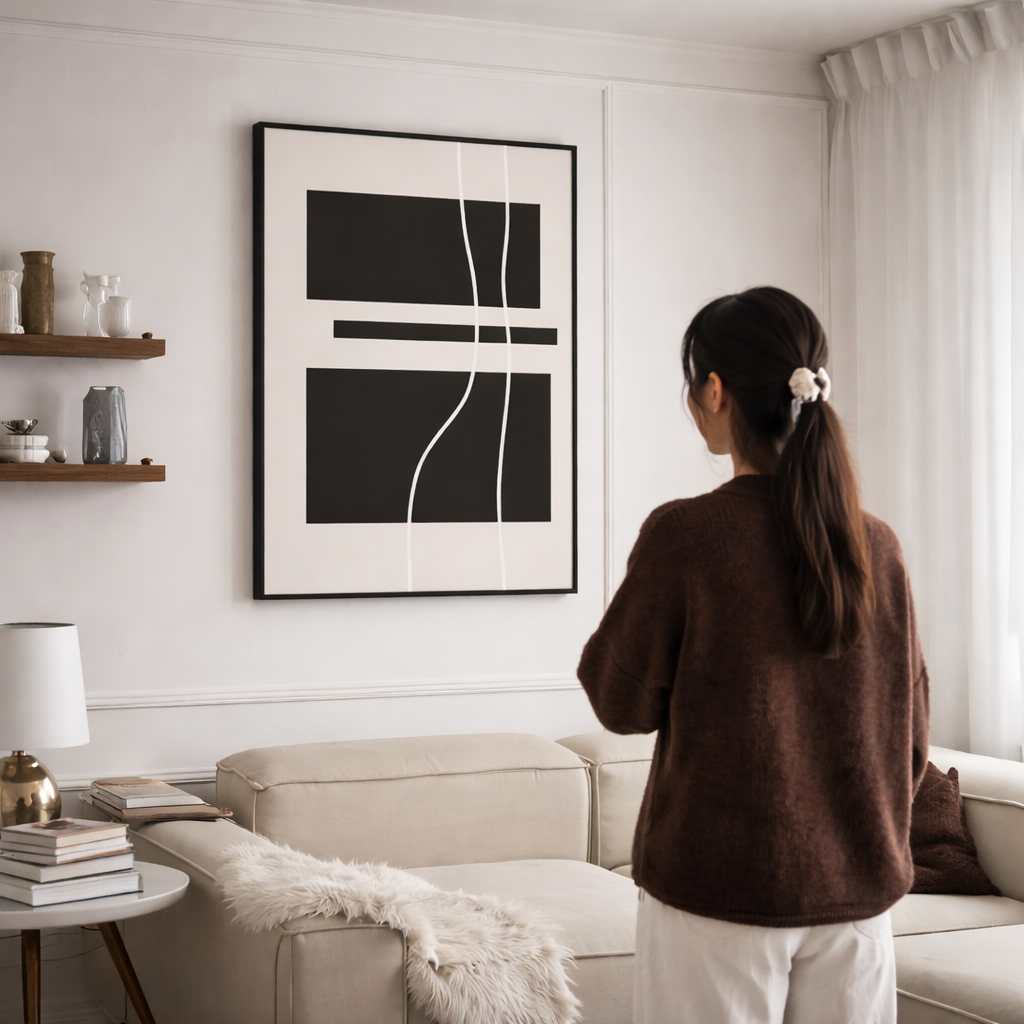 The Line That Stayed Black and White Art Canvas