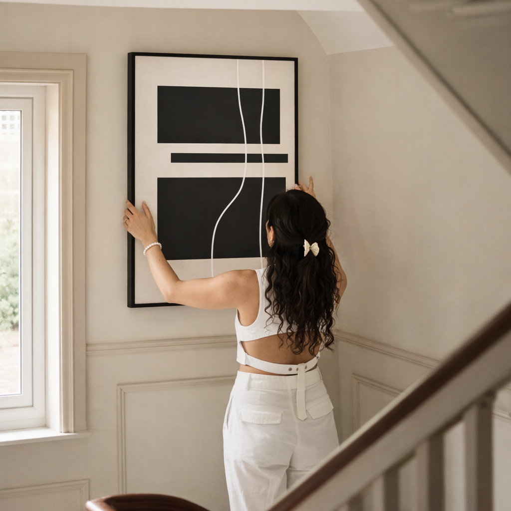 The Line That Stayed Black and White Art Canvas