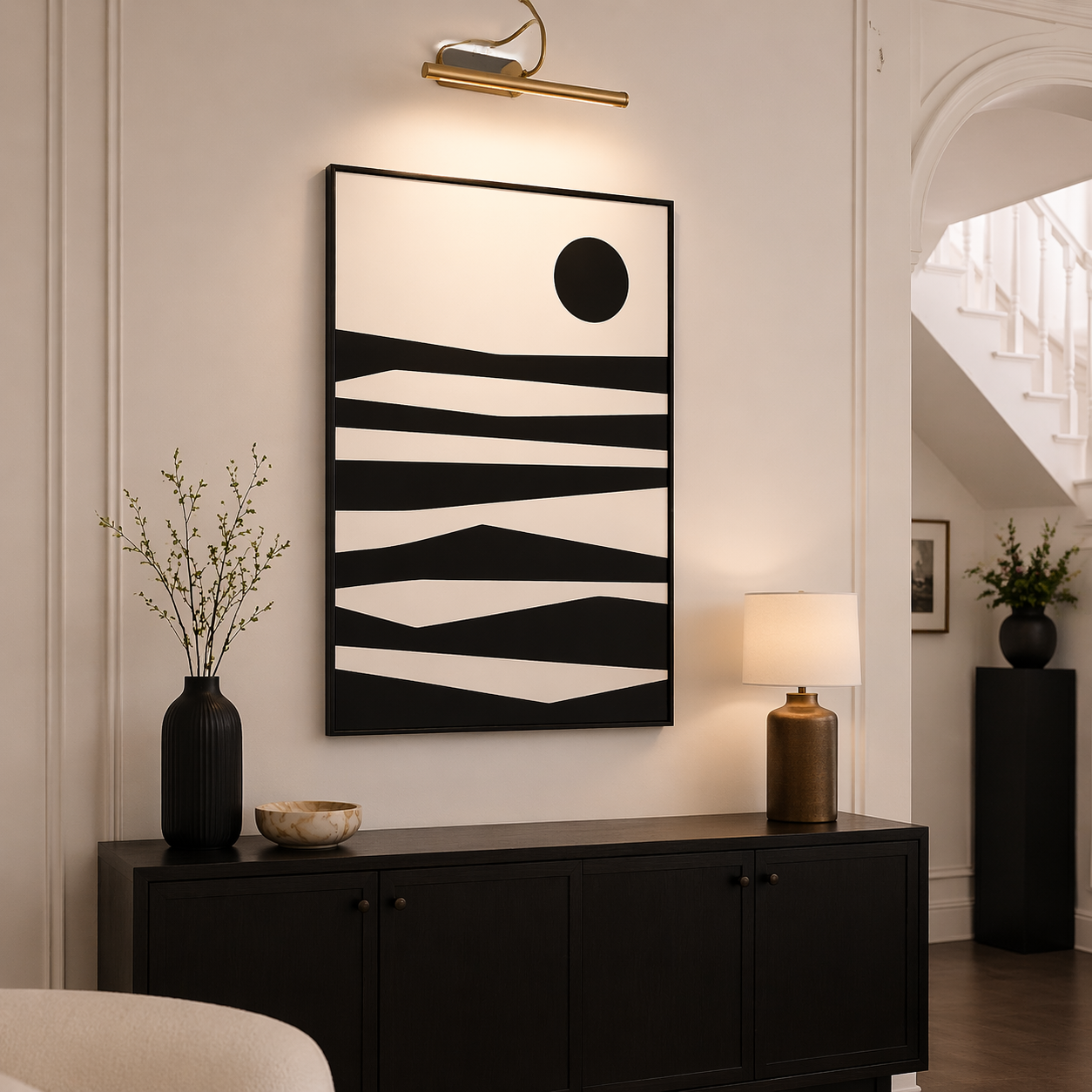 Before the Day Begins Black and White Art Canvas