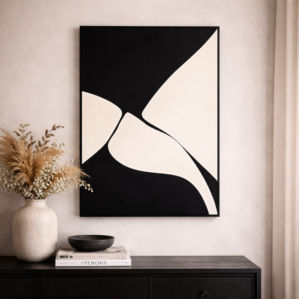 Almost Touching Black and White Art Canvas