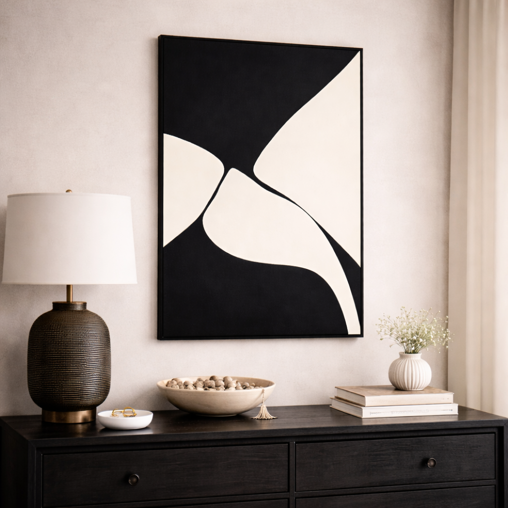 Almost Touching Black and White Art Canvas