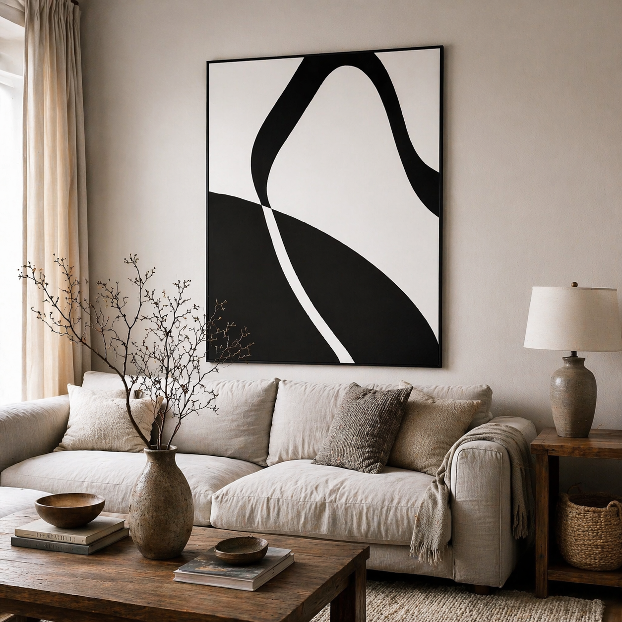 One Unbroken Move Black and White Art Canvas