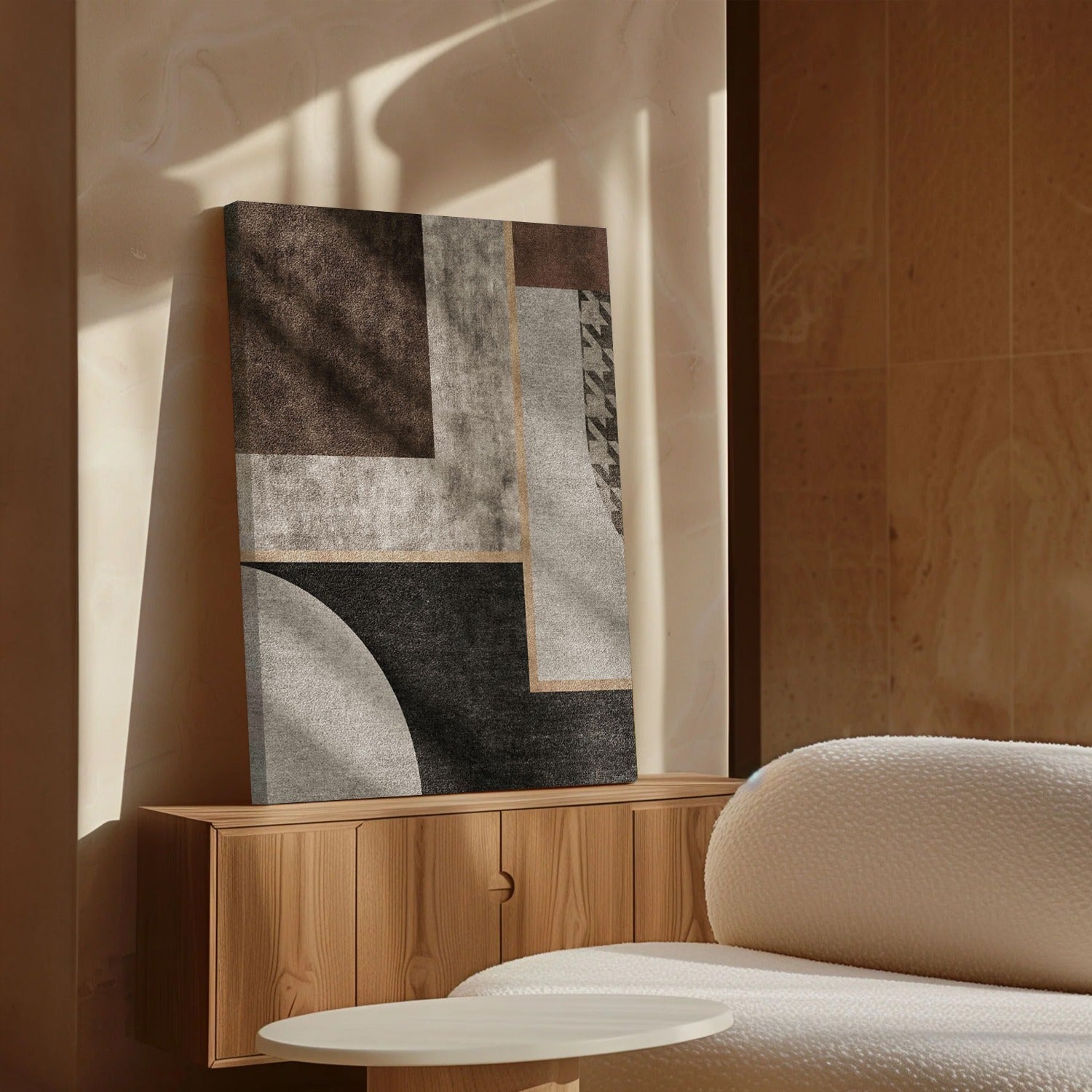 Geometric Neutral Abstract Artwork for Walls