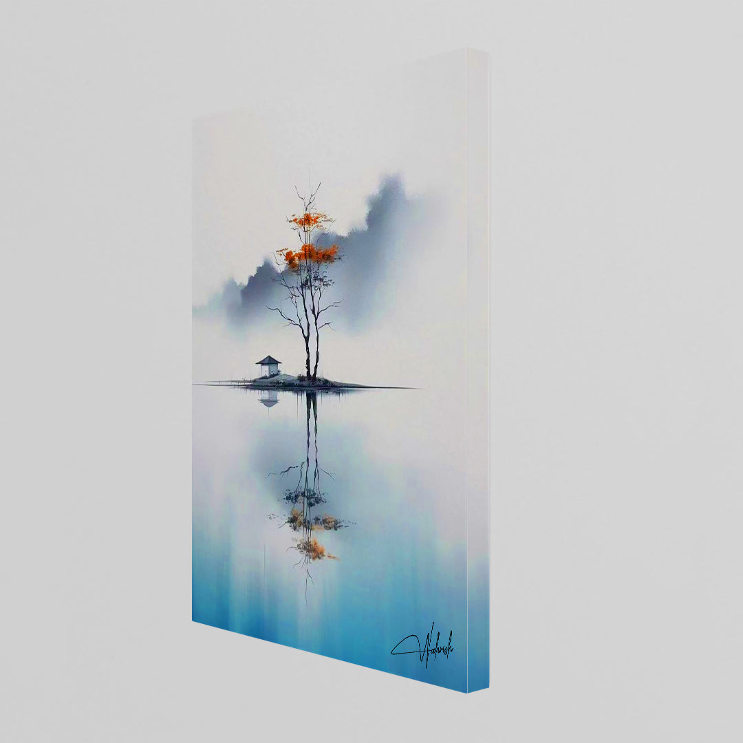 Still Waters, Silent Sky – Minimalist Nature Reflection Wall Art