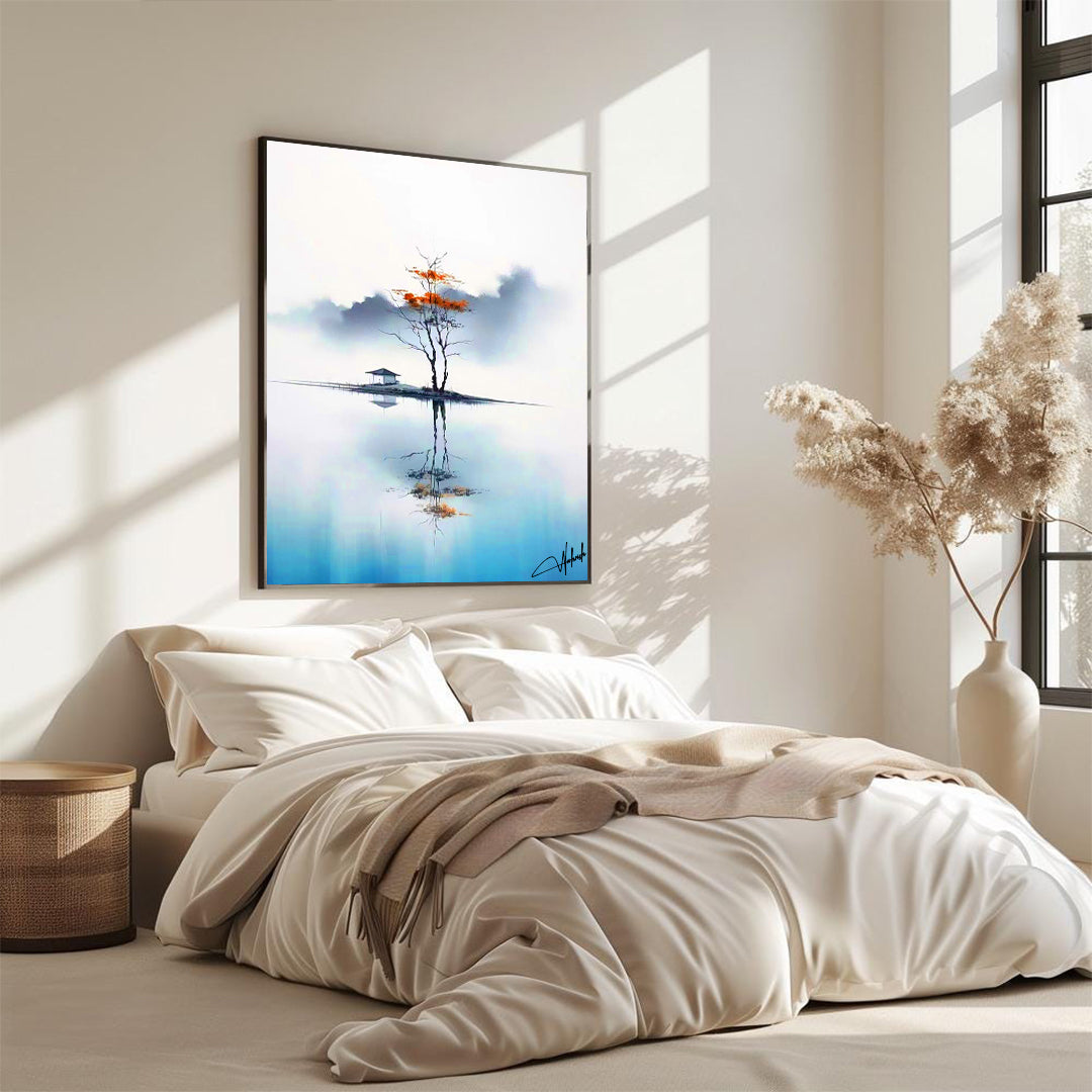 Still Waters, Silent Sky – Minimalist Nature Reflection Wall Art