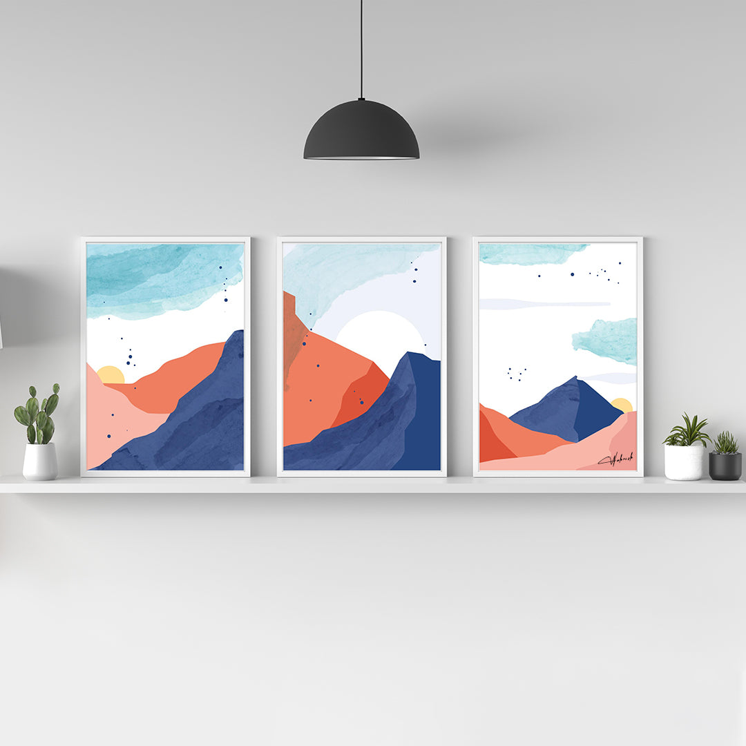 Set of 3 Botanical Abstract Prints for Wall Decor