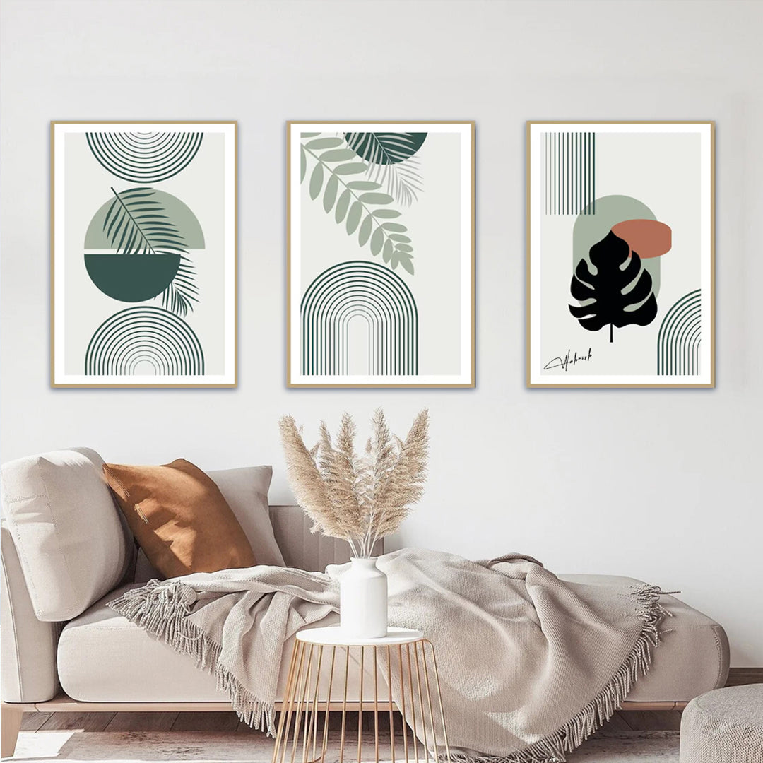 Geometric Botanical – (Set of 3)