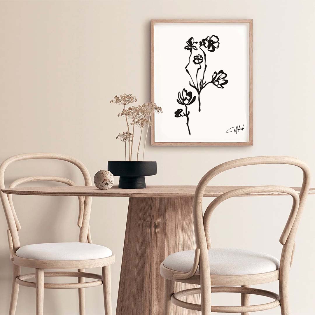 Floral Elegance Captured in Black and White Line Art