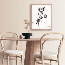 Floral Elegance Captured in Black and White Line Art