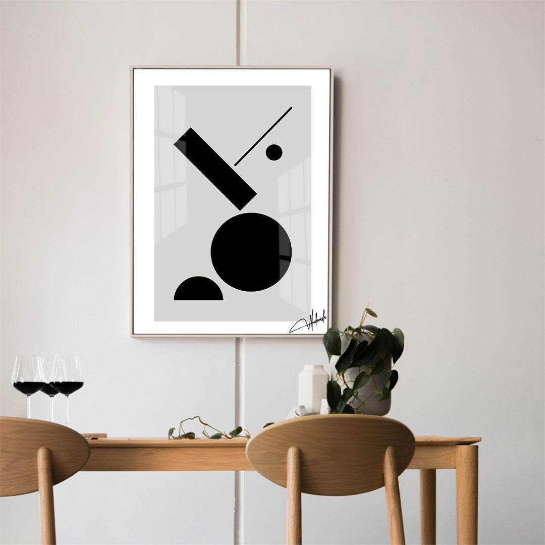 Geometric Balance – Minimalist Black & White Wall Art