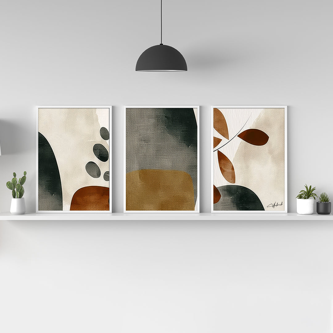 Earth-Toned Abstract Minimalist Wall Art (Set of 3)