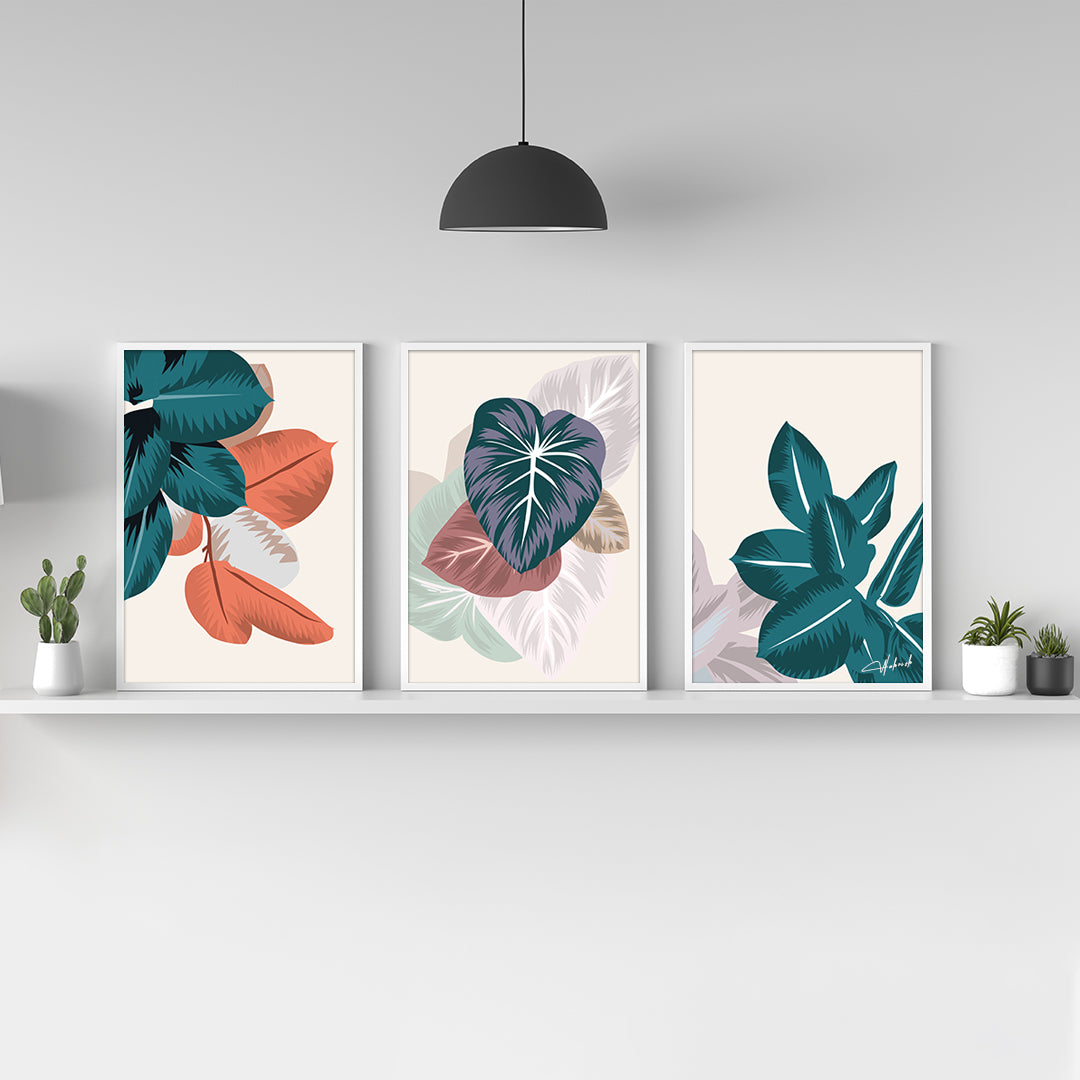 Tropical Botanical Leaf Art – Set of 3 Prints