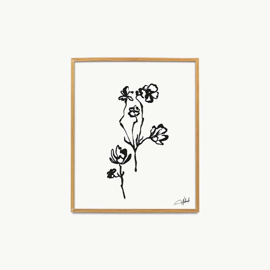 Floral Elegance Captured in Black and White Line Art