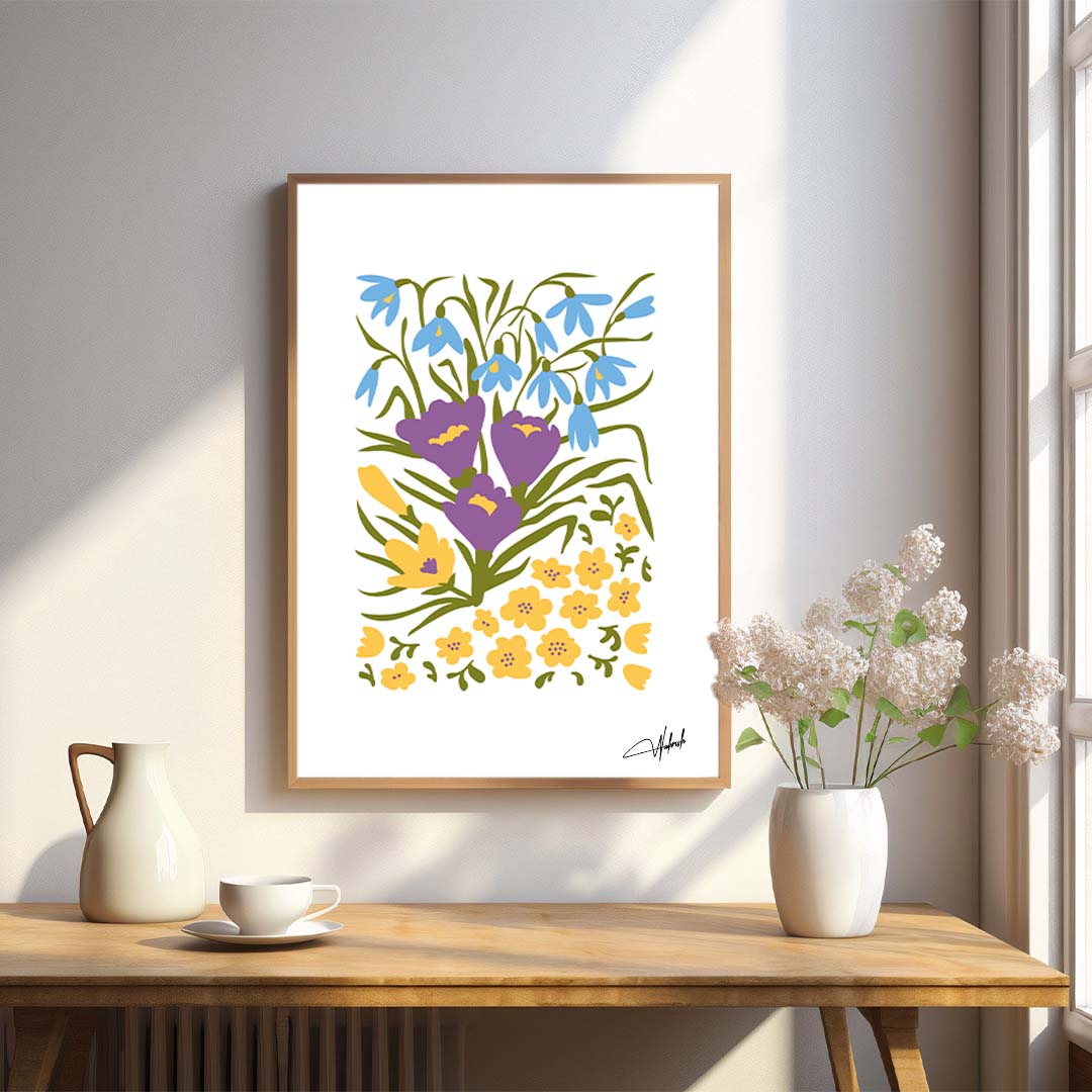 Golden Blossoms Dancing With Blue