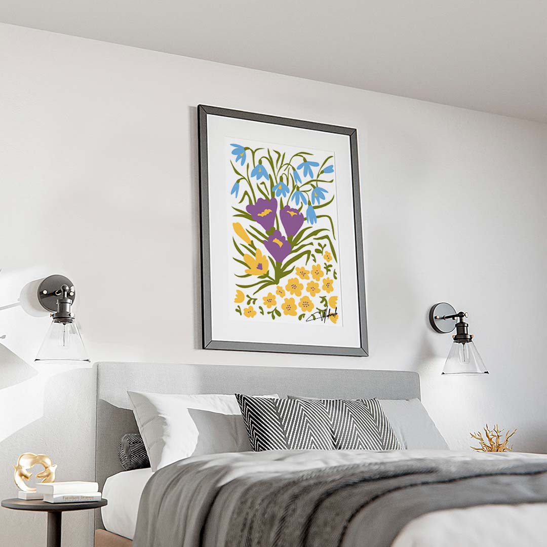 Golden Blossoms Dancing With Blue