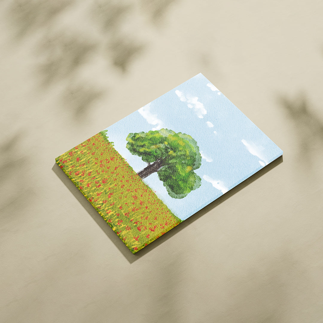 Lone Harmony – Tranquil Tree in Blooming Field Wall Art