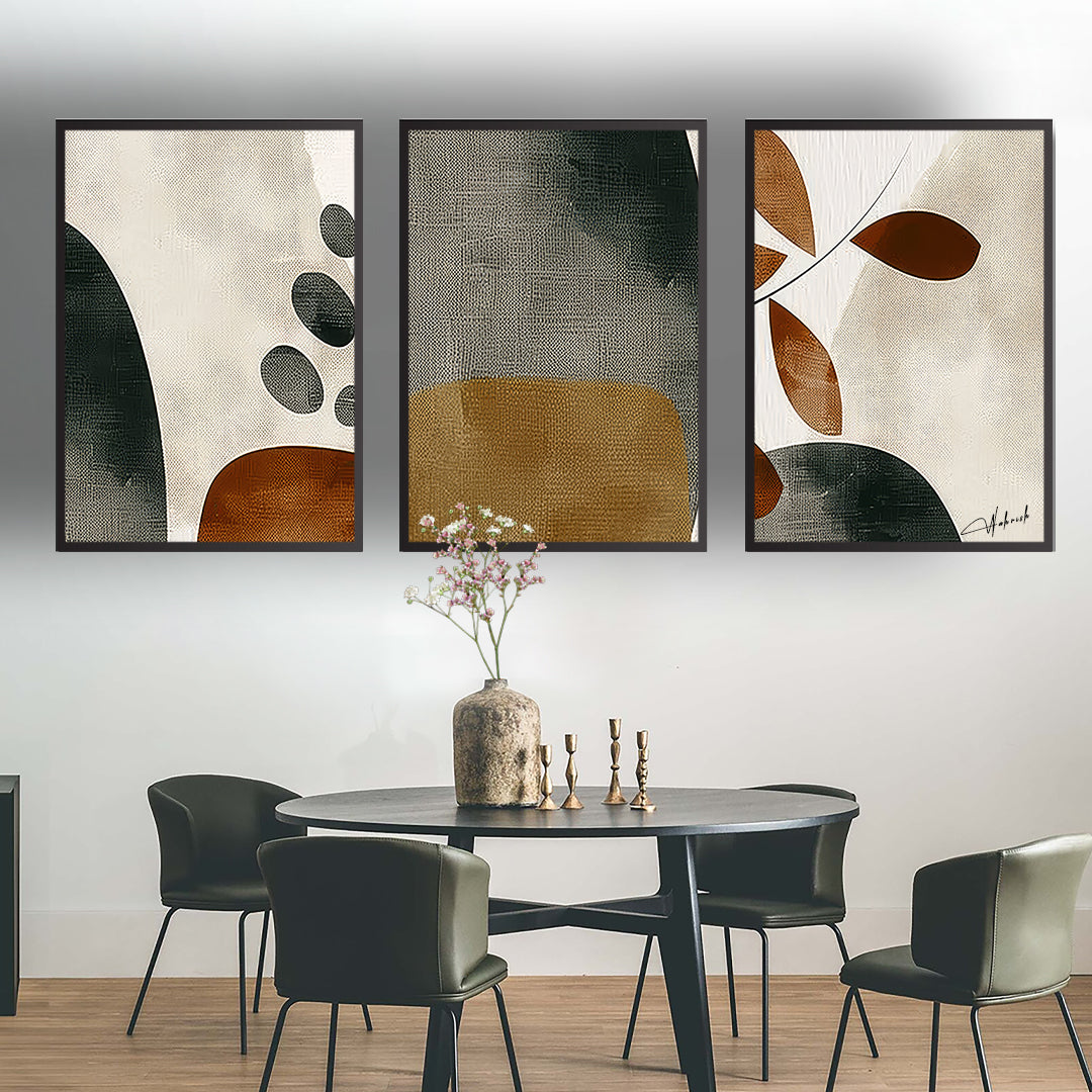 Earth-Toned Abstract Minimalist Wall Art (Set of 3)